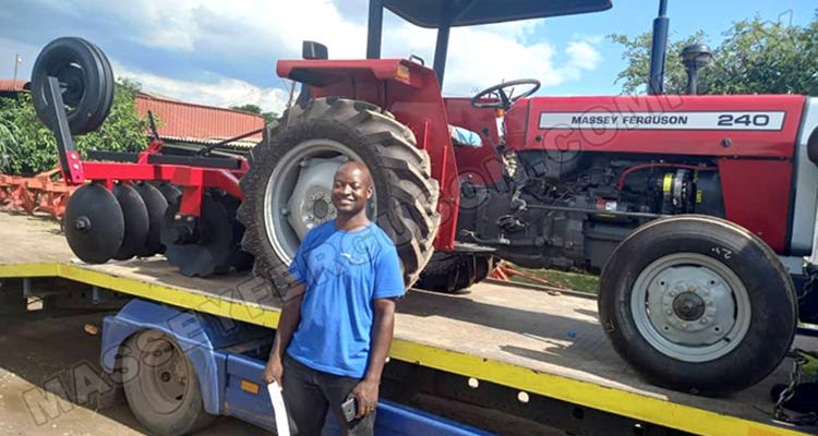 mf240 2WD with plough - customer Zimbabwe